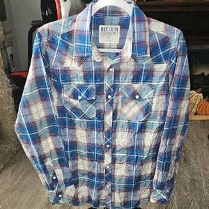 RECLAIM Standard Snap Button Long Sleeve! Sz Small!!